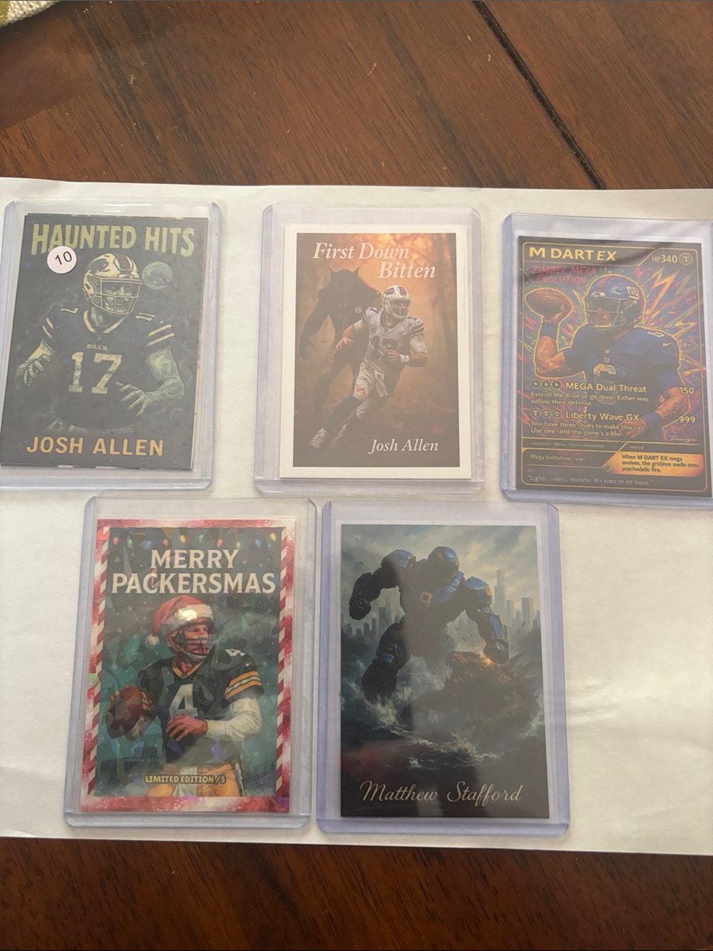 Set of 6 Football Trading Cards – Josh Allen, Matthew Stafford, Merry Packermas